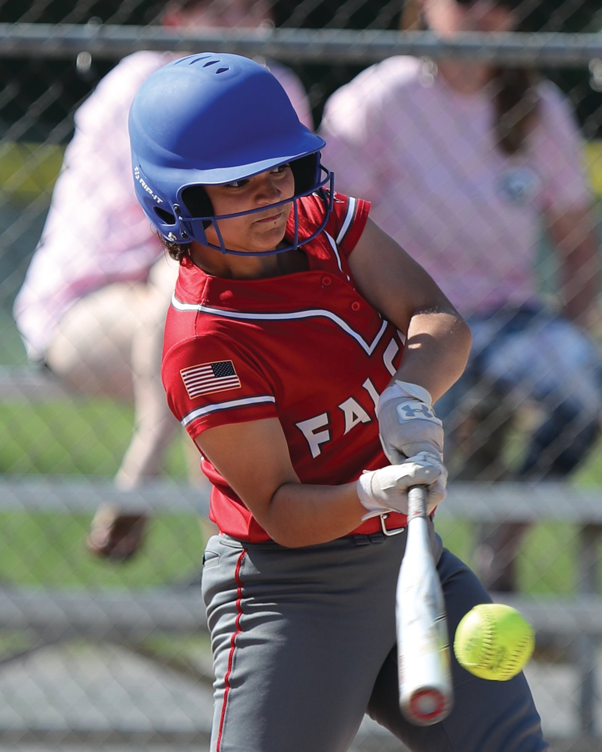 AT THE DISH: Cranston West’s Cadence Koenig takes a swing against La Salle. (Photos by Mike Zawistoski)